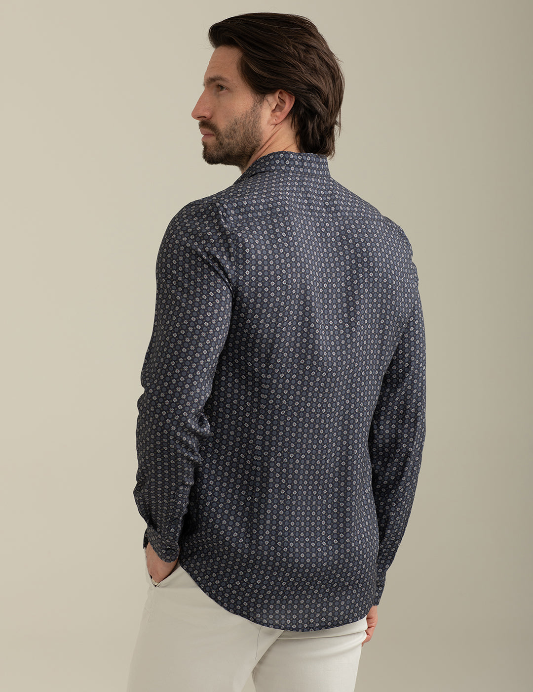 Allover Printed Voile Shirt man blue fm25s14cs cc-a0601 Allover Printed Voile Shirt