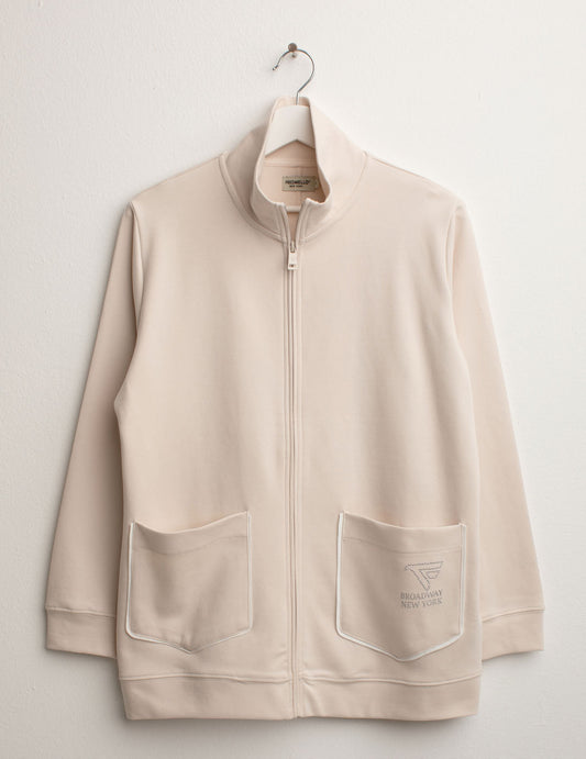 Interlock Full Zip Neck Sweatshirt woman champagne fw25s20fz cc-a0102 Interlock Full Zip Neck Sweatshirt