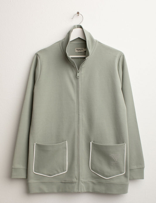Interlock Full Zip Neck Sweatshirt woman moss fw25s20fz cc-a0818 Interlock Full Zip Neck Sweatshirt