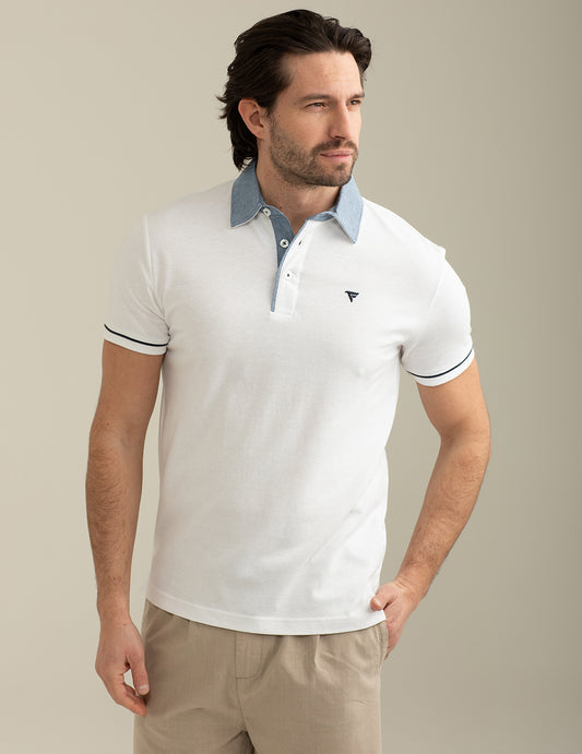 Polo a Manica Corta Testurizzata uomo white fm25s24qc cc-a0001 Polo a Manica Corta Testurizzata