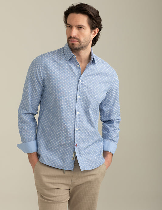 Shirt in Jacquard Tintofilo Fantasy man blue fm25s05ct cc-a0601 Shirt in Jacquard Tintofilo Fantasy
