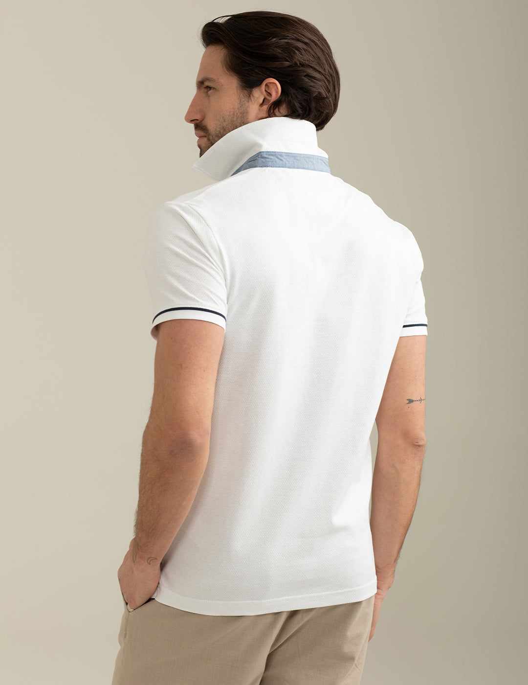 Textured Short Sleeve Polo man white fm25s24qc cc-a0001 Textured Short Sleeve Polo