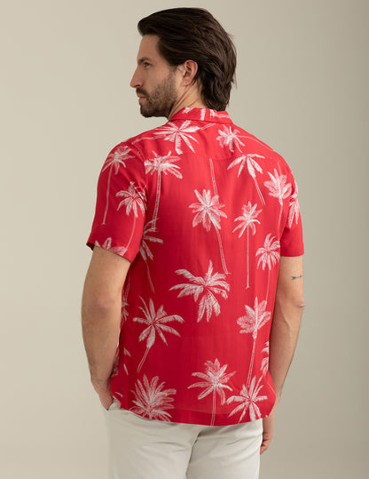 Camicia in Voile di Viscosa Stampata Allover