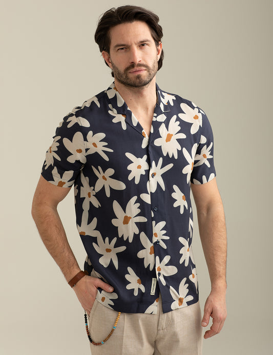 Viscose Voile Shirt Printed Allover man blue fm25s16cs cc-a0601 Viscose Voile Shirt Printed Allover