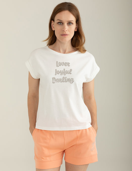 T-shirt Girocollo a Manica Corta donna off white fw25s20tg cc-a0002 T-shirt Girocollo a Manica Corta