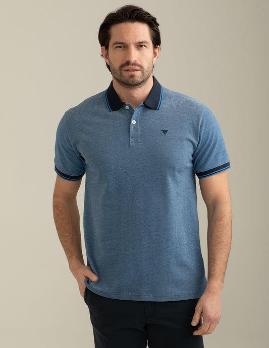 Polo in Jersey Stretch Jacquard uomo bluette fm25s16qf cc-a0606 Polo in Jersey Stretch Jacquard