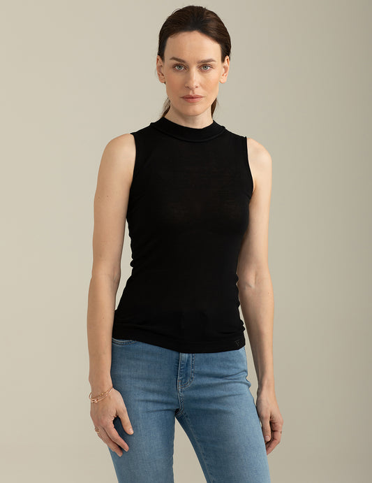Maglia Girocollo Smanicata donna black fw25s21ms cc-a0951 Maglia Girocollo Smanicata