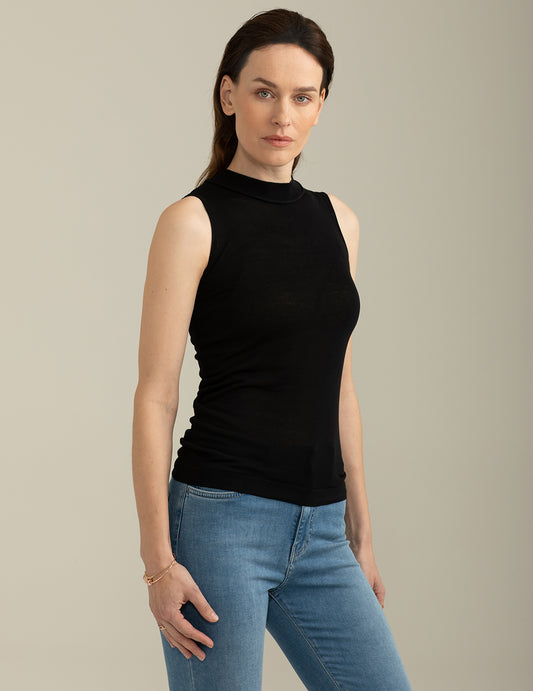 ALT03Maglia Girocollo Smanicata donna black fw25s21ms cc-a0951 Maglia Girocollo Smanicata