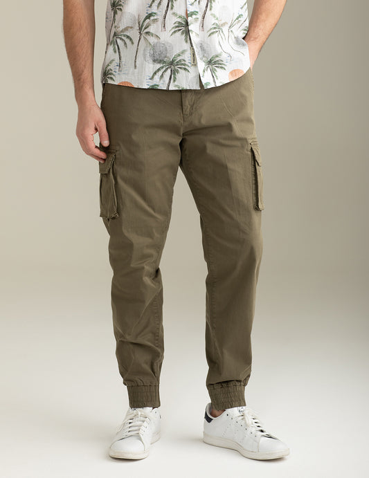 Pantalone Cargo in Gabardina Elasticizzata uomo army fm25s31pu cc-a0804 Pantalone Cargo in Gabardina Elasticizzata