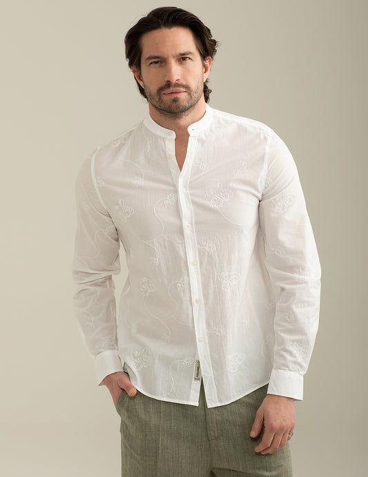 Embroidered Muslin Korean Shirt man white fm25s17cu cc-a0001 Embroidered Muslin Korean Shirt