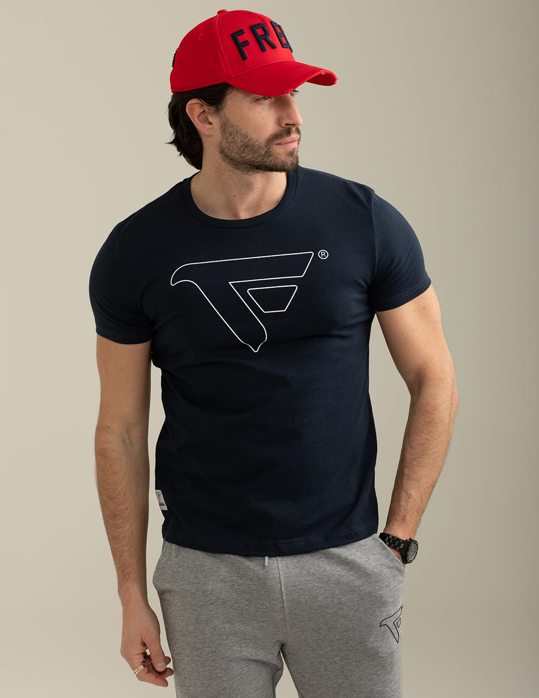 Crew-neck T-shirt with print man blue fm25s33tg cc-a0601 Crew-neck T-shirt with print