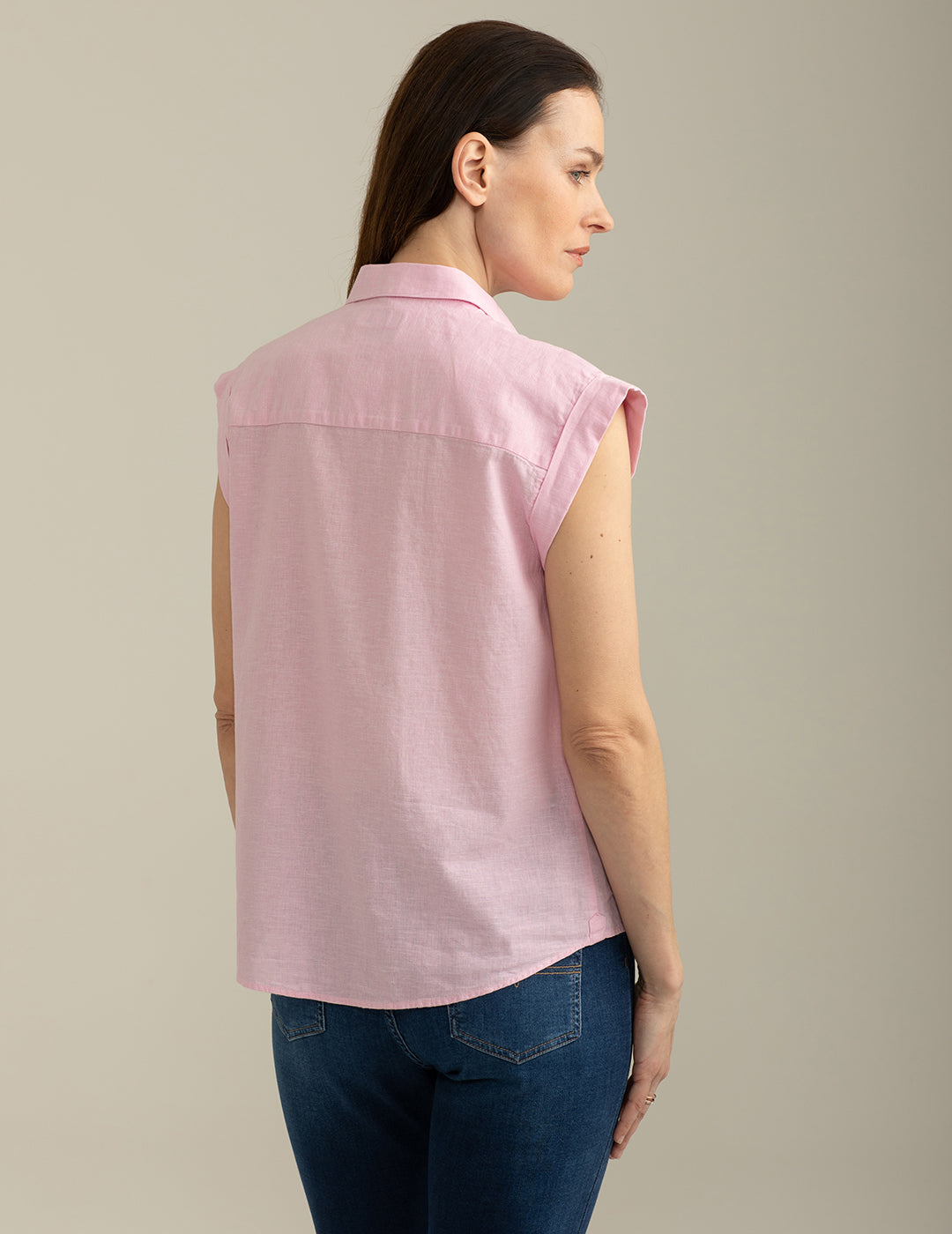 Camicia Manica Corta Risvoltata in Misto Lino donna pink fw25s02cu cc-a0406 Camicia Manica Corta Risvoltata in Misto Lino