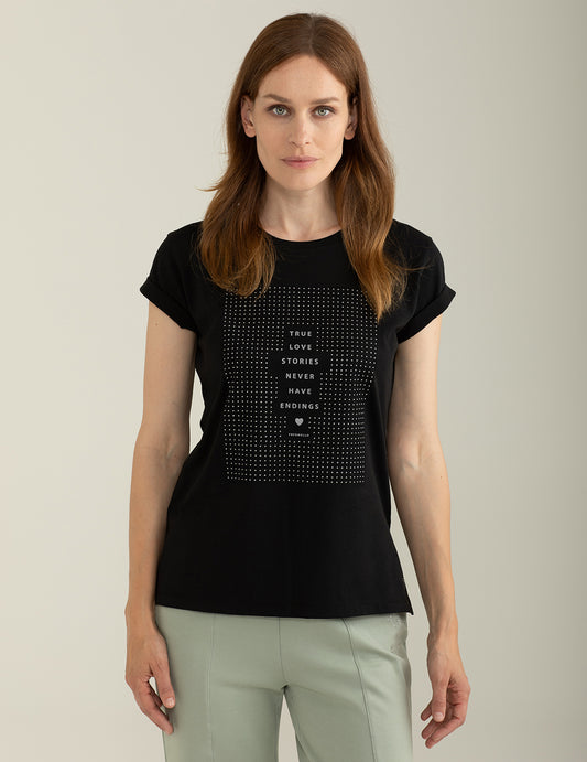 T-shirt Girocollo a Manica Corta donna black fw25s21tg cc-a0951 T-shirt Girocollo a Manica Corta