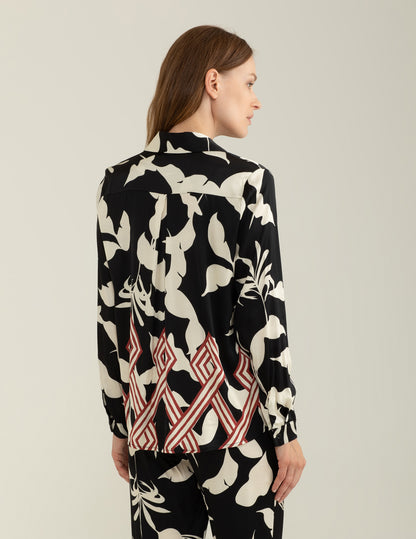 Camicia Manica Lunga in Raso di Viscosa Stretch