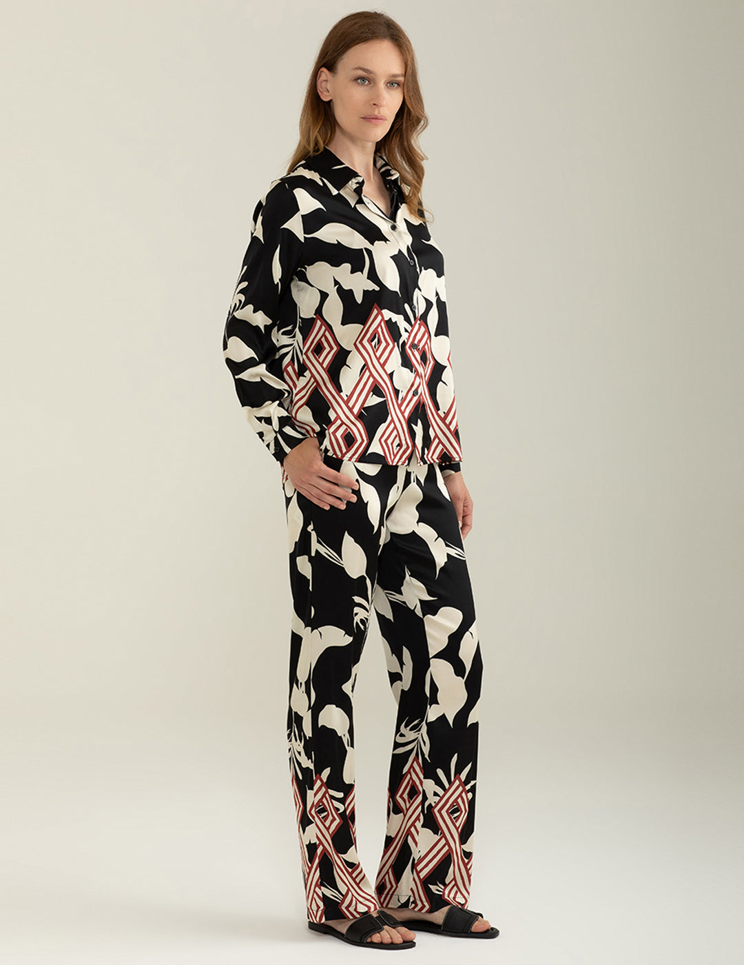 Camicia Manica Lunga in Raso di Viscosa Stretch donna black fw25s30cs cc-a0951 Camicia Manica Lunga in Raso di Viscosa Stretch