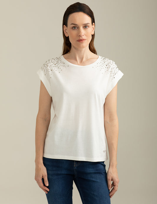 T-shirt Girocollo Ampio a Manica Corta donna off white fw25s30tg cc-a0002 T-shirt Girocollo Ampio a Manica Corta