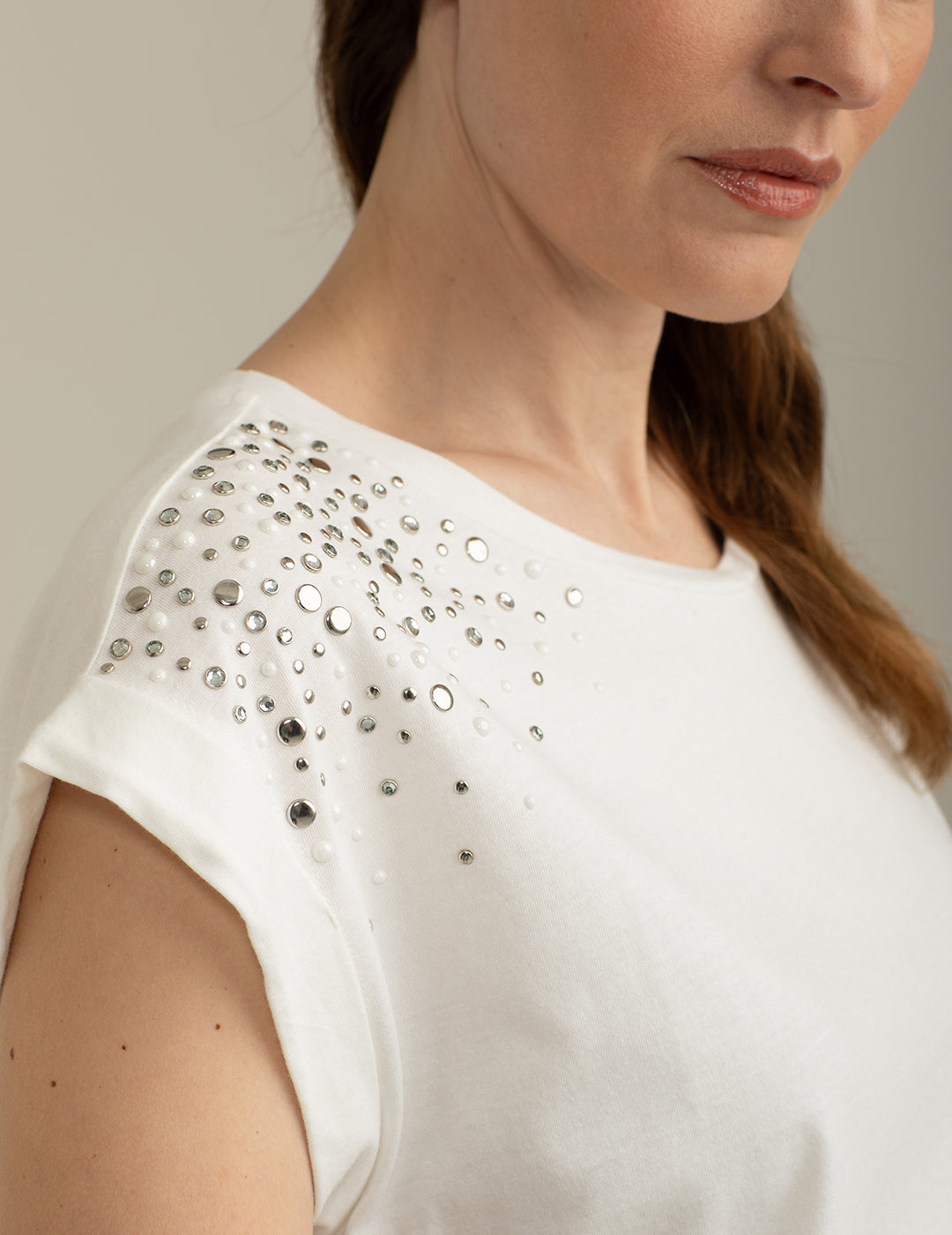 T-shirt Girocollo Ampio a Manica Corta donna off white fw25s30tg cc-a0002 T-shirt Girocollo Ampio a Manica Corta