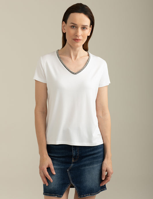 T-shirt Scollo V a Manica Corta donna off white fw25s33tv cc-a0002 T-shirt Scollo V a Manica Corta