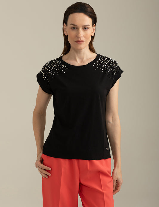 T-shirt Girocollo Ampio a Manica Corta donna black fw25s30tg cc-a0951 T-shirt Girocollo Ampio a Manica Corta