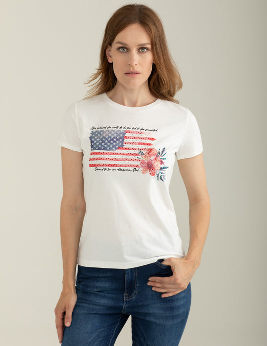 T-shirt Girocollo a Manica Corta donna off white fw25s23tg cc-a0002 T-shirt Girocollo a Manica Corta
