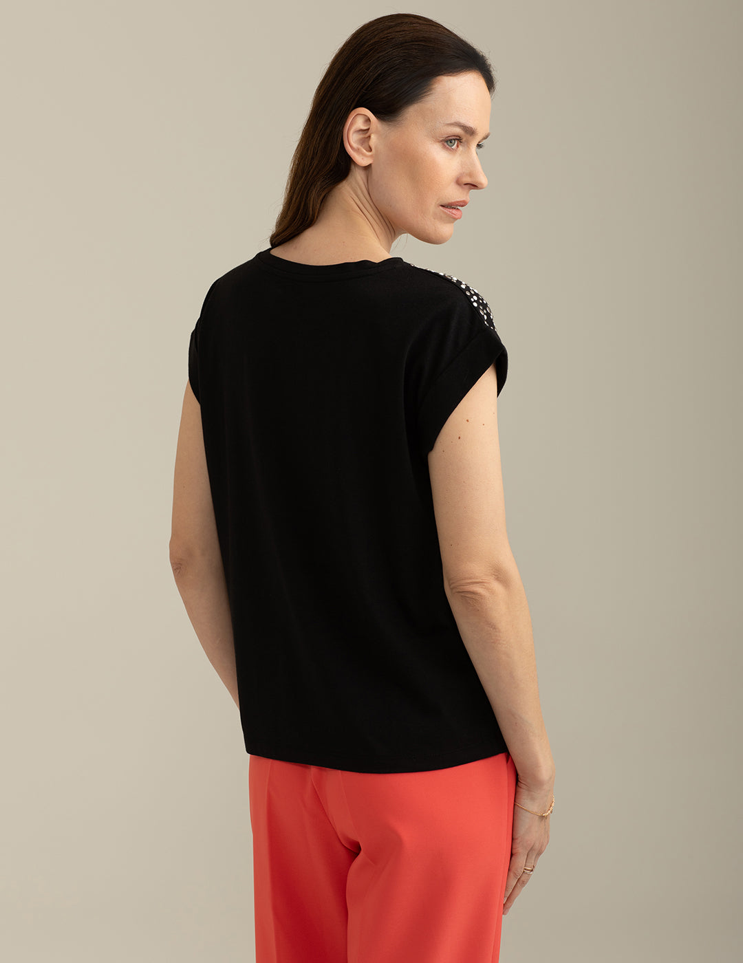 T-shirt Girocollo Ampio a Manica Corta donna black fw25s30tg cc-a0951 T-shirt Girocollo Ampio a Manica Corta
