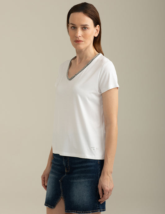 ALT03T-shirt Scollo V a Manica Corta donna off white fw25s33tv cc-a0002 T-shirt Scollo V a Manica Corta