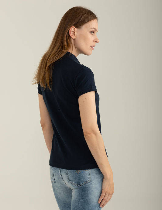ALT03Polo in Piquet Stretch donna blue fw25s01qu cc-a0601 Polo in Piquet Stretch