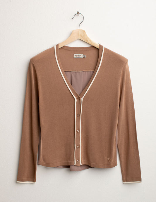 Cardigan Scollo V a Manica Lunga donna cortez fw25s24mk cc-a0104 Cardigan Scollo V a Manica Lunga