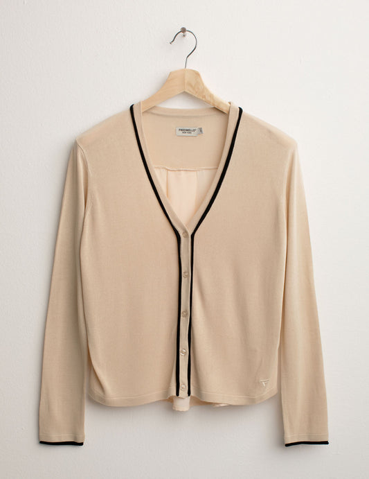 Cardigan Scollo V a Manica Lunga donna desert fw25s24mk cc-a0105 Cardigan Scollo V a Manica Lunga