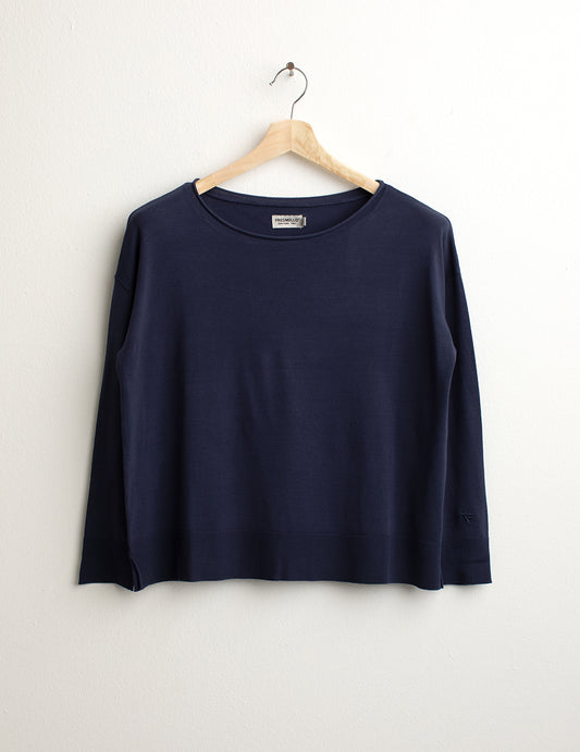 Maglia Girocollo Ampio Manica Lunga donna blue fw25s03mg cc-a0601 Maglia Girocollo Ampio Manica Lunga