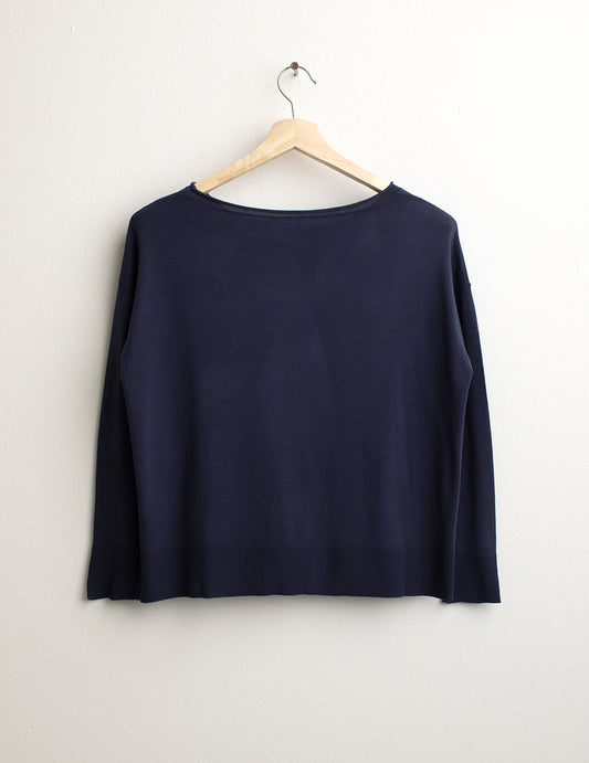 ALT03Maglia Girocollo Ampio Manica Lunga donna blue fw25s03mg cc-a0601 Maglia Girocollo Ampio Manica Lunga