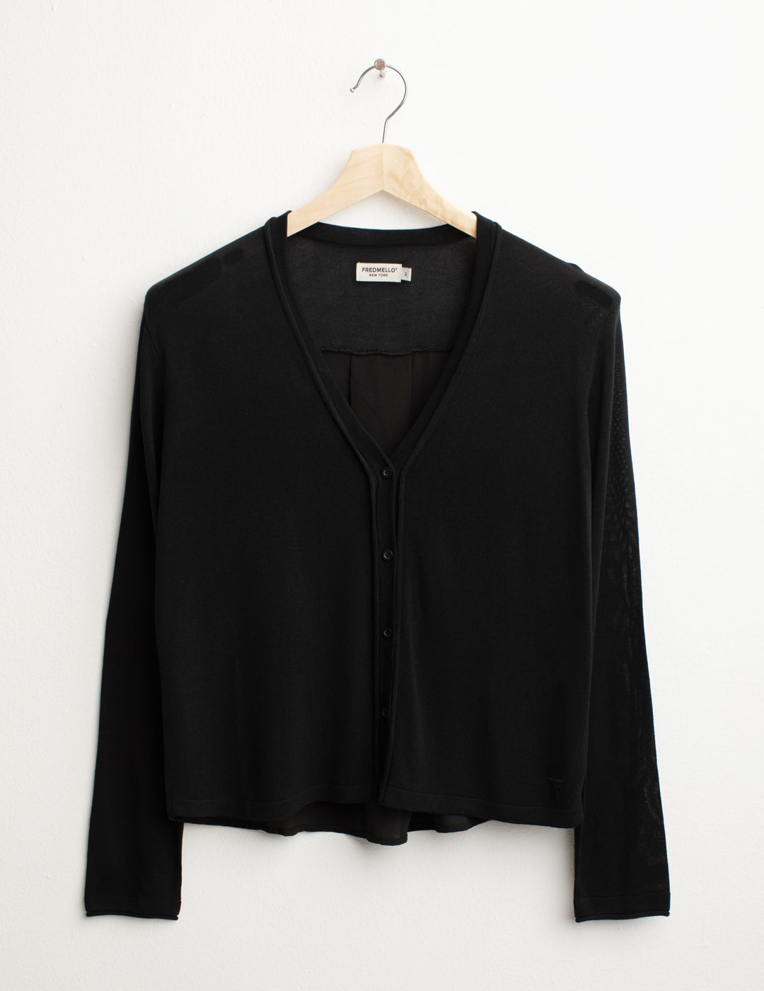Cardigan Scollo V a Manica Lunga donna black fw25s24mk cc-a0951 Cardigan Scollo V a Manica Lunga