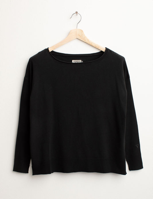 Maglia Girocollo Ampio Manica Lunga donna black fw25s03mg cc-a0951 Maglia Girocollo Ampio Manica Lunga