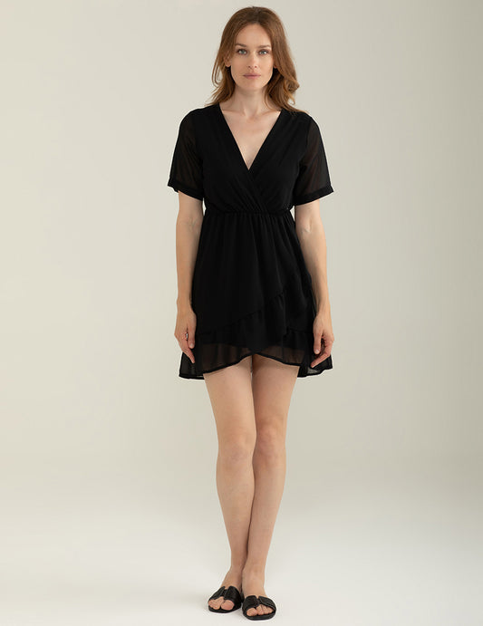 Abito Manica Corta in Georgette donna black fw25s36au cc-a0951 Abito Manica Corta in Georgette