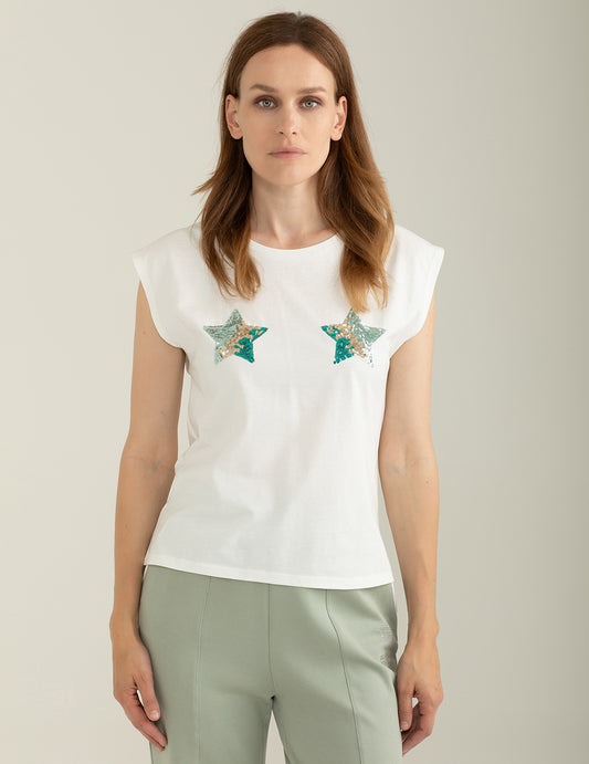 T-shirt Girocollo Ampio a Manica Corta donna off white fw25s25tg cc-a0002 T-shirt Girocollo Ampio a Manica Corta