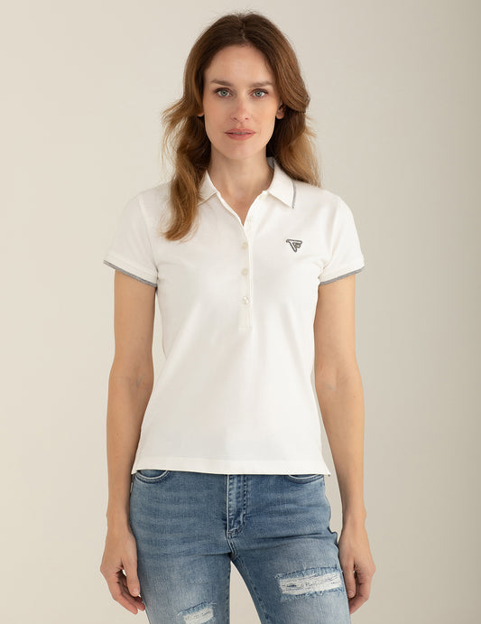 Polo Mezza Manica in Piquet Stretch donna off white fw25s03qu cc-a0002 Polo Mezza Manica in Piquet Stretch