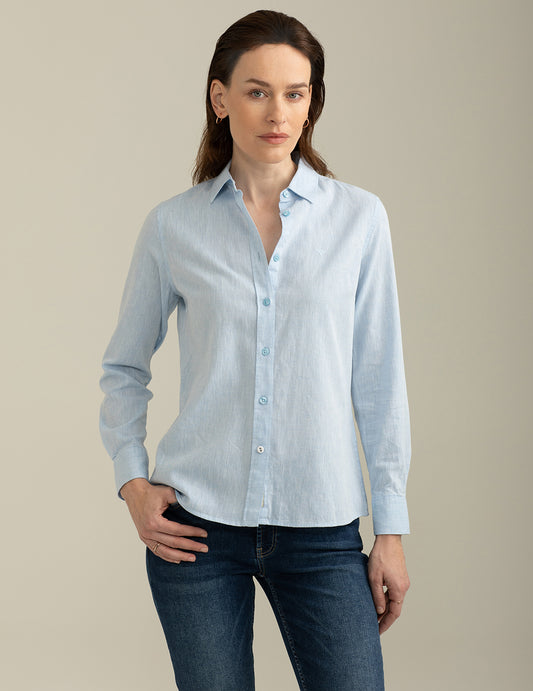 Long Sleeve Shirt in Linen Blend woman light blue fw25s01cu cc-a1001 Long Sleeve Shirt in Linen Blend
