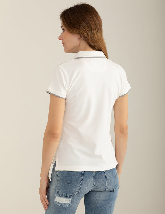 ALT03Polo Mezza Manica in Piquet Stretch donna off white fw25s03qu cc-a0002 Polo Mezza Manica in Piquet Stretch