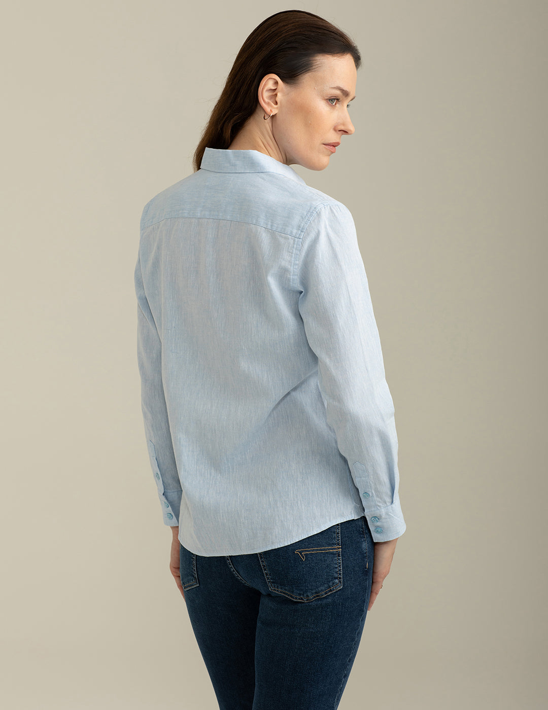Camicia Manica Lunga in Misto Lino donna light blue fw25s01cu cc-a1001 Camicia Manica Lunga in Misto Lino