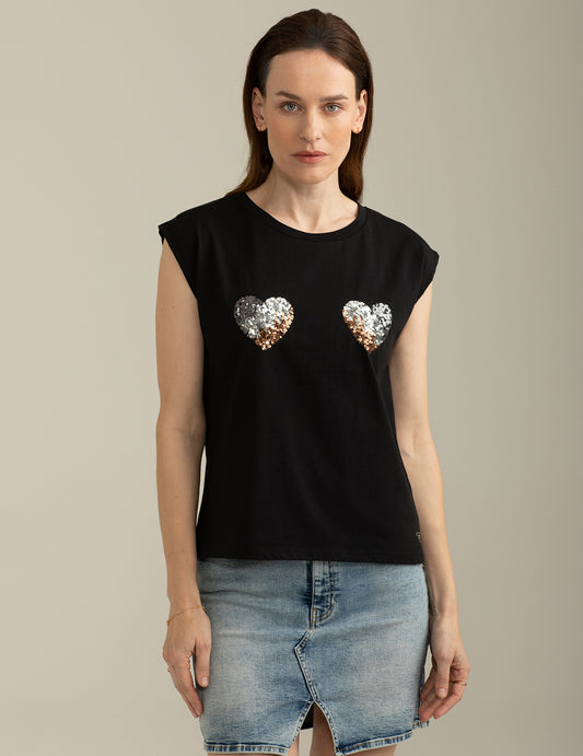 T-shirt Girocollo Ampio a Manica Corta donna black fw25s25tg cc-a0951 T-shirt Girocollo Ampio a Manica Corta