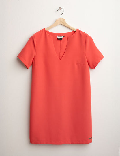 Abito Scollo V in Tessuto Bi-Stretch