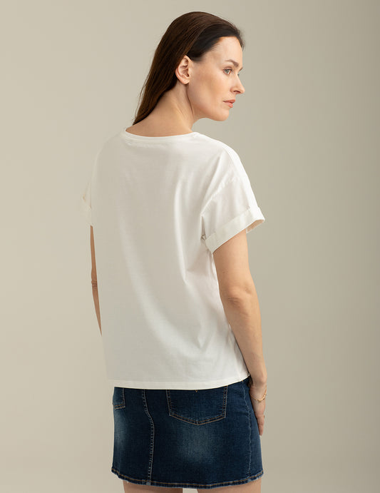 T-shirt Girocollo in Jersey donna off white fw25s03tg cc-a0002 T-shirt Girocollo in Jersey