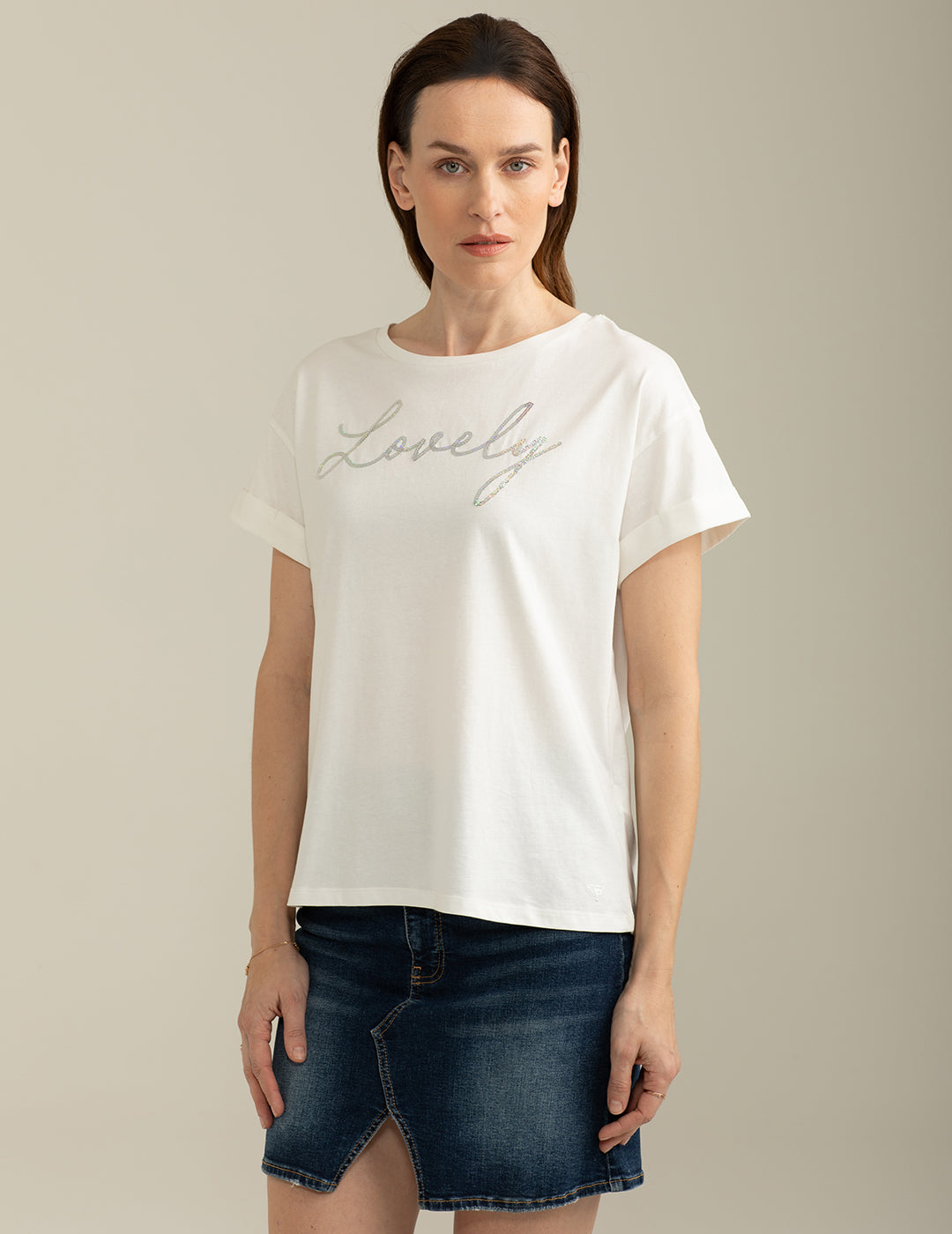 T-shirt Girocollo in Jersey donna off white fw25s03tg cc-a0002 T-shirt Girocollo in Jersey