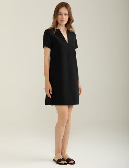 Abito Scollo V in Tessuto Bi-Stretch