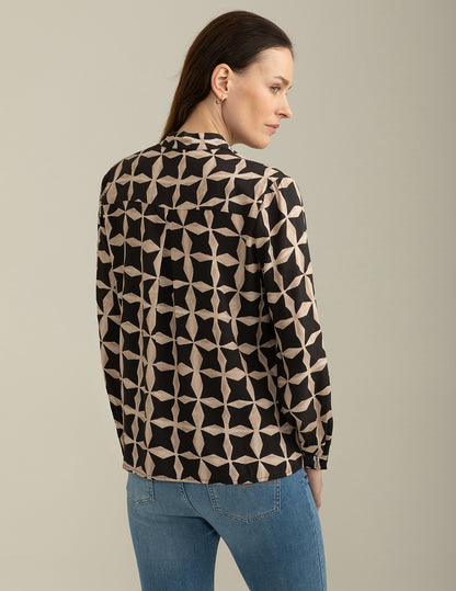 Camicia Collo Coreana in Popeline di Viscosa