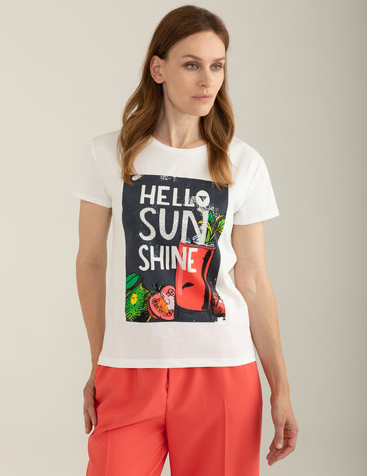 T-shirt Girocollo a Manica Corta donna off white fw25s26tg cc-a0002 T-shirt Girocollo a Manica Corta