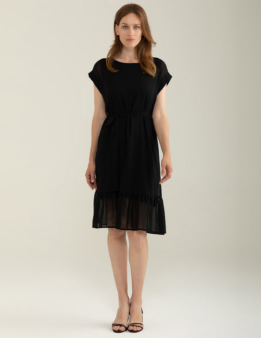 Abito Girocollo Manica Corta in Georgette donna black fw25s37au cc-a0951 Abito Girocollo Manica Corta in Georgette