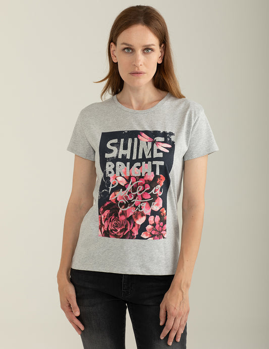 T-shirt Girocollo a Manica Corta donna gray melange fw25s26tg cc-a0901 T-shirt Girocollo a Manica Corta