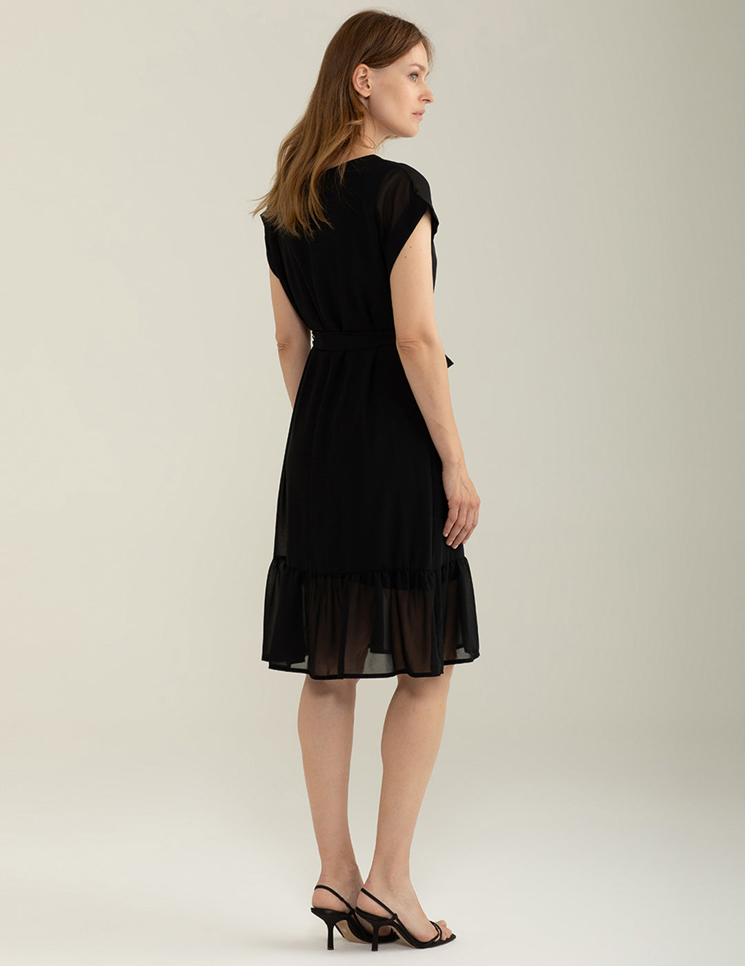 Abito Girocollo Manica Corta in Georgette donna black fw25s37au cc-a0951 Abito Girocollo Manica Corta in Georgette