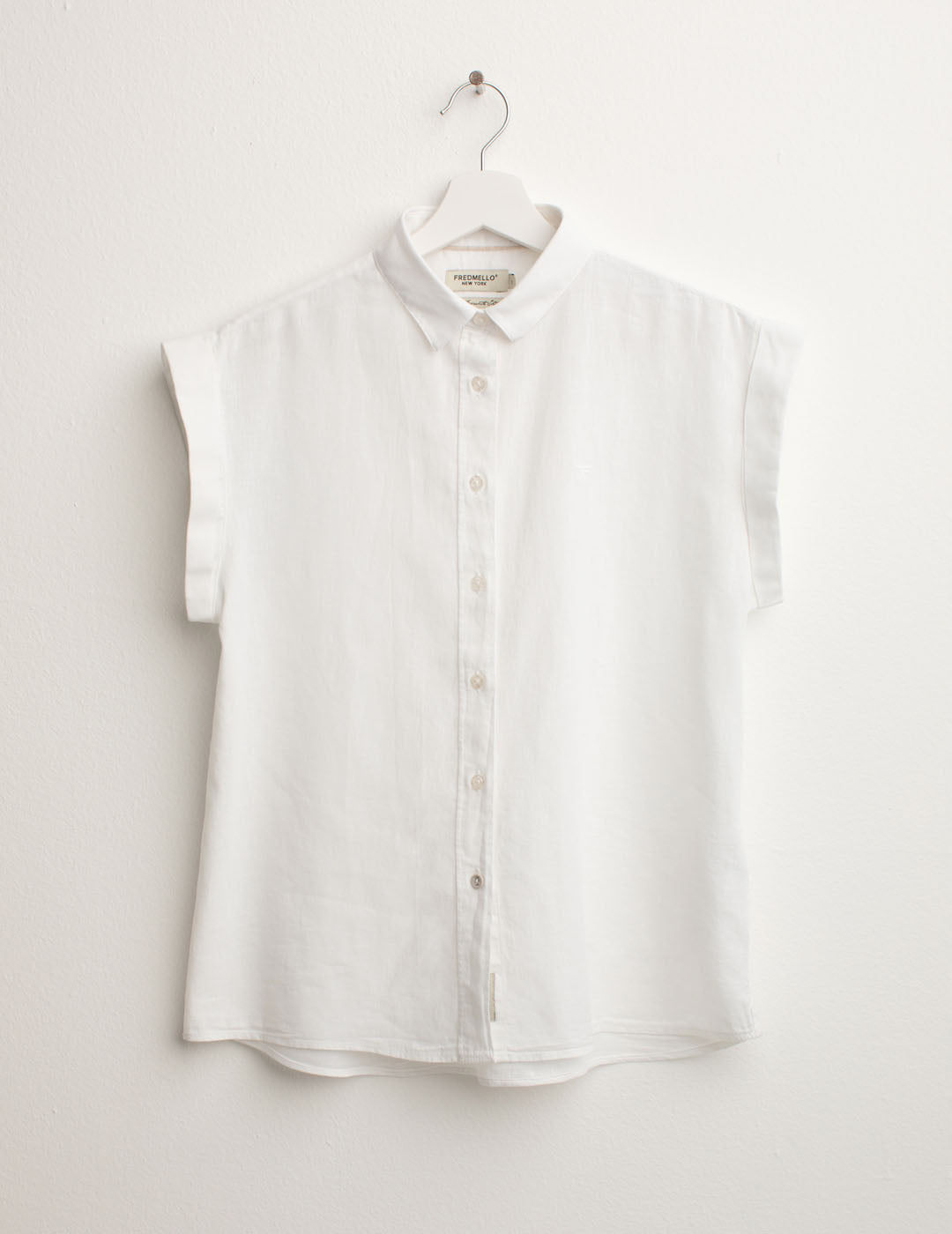Camicia Manica Corta Risvoltata in Misto Lino donna white fw25s02cu cc-a0001 Camicia Manica Corta Risvoltata in Misto Lino